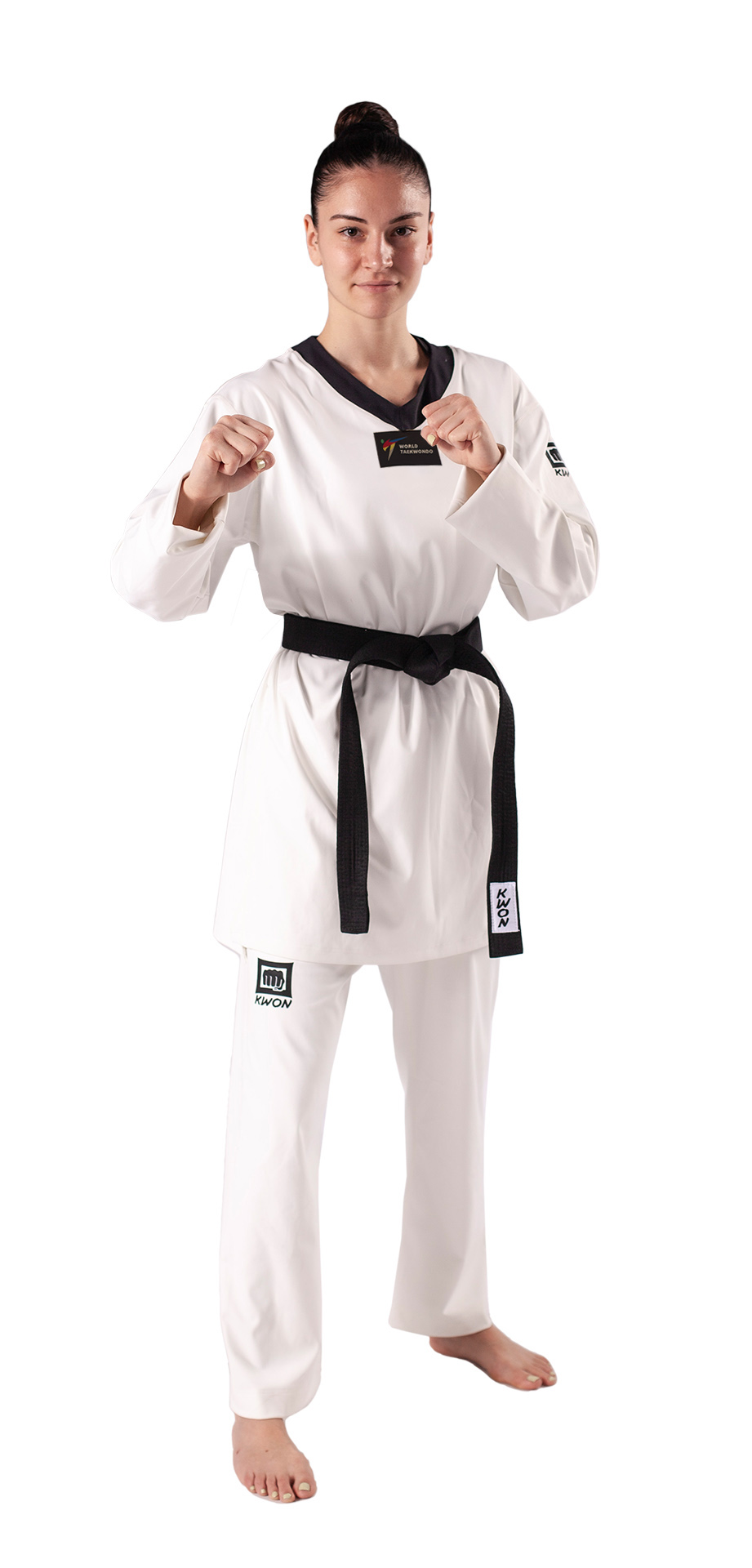 Tenue de Taekwondo Kyorugi revers noir - WT approuvée